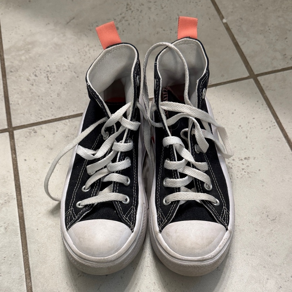 Girl Black and White High-Top Converse